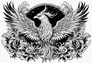 Female phoenix rising tattoo idea