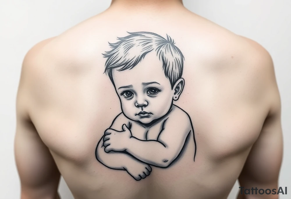 Baby boy with background tattoo idea