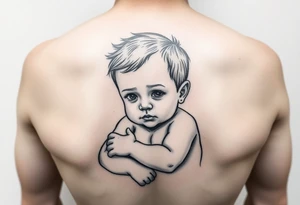 Baby boy with background tattoo idea