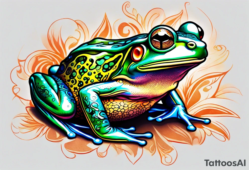 a psychedelic frog tattoo idea