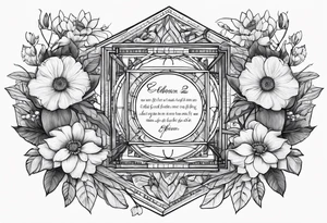 Man’s tattoo with September birth flowers and the verse Ephesians 5:25 in the middle tattoo idea