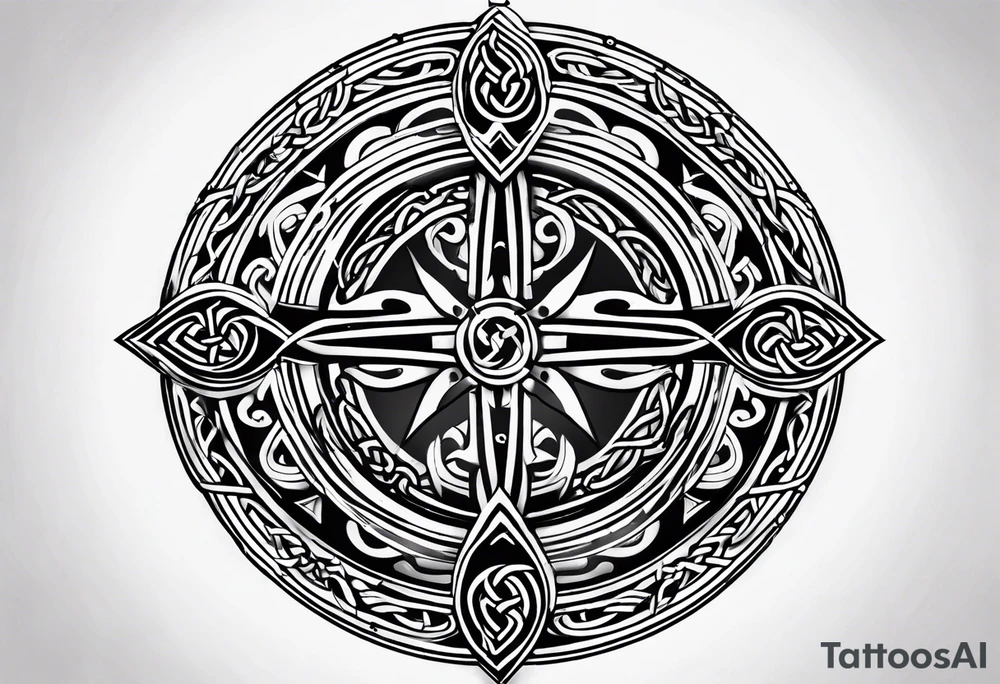 Celtic Viking sleeve tattoo with Viking compass tattoo idea