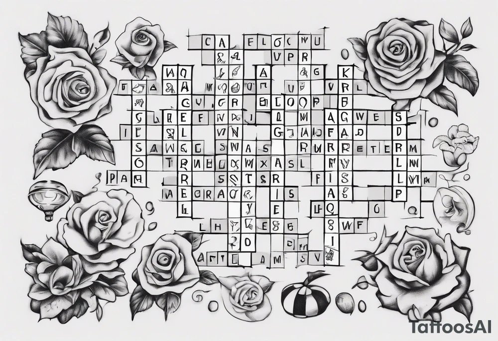 The words Maggie and Lucas in a crossword puzzle tattoo idea