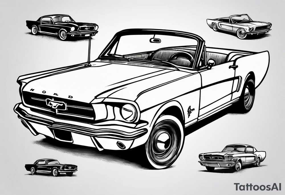 1960 ford mustang front view tattoo idea