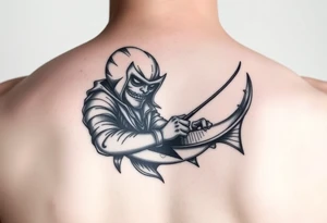 Evil black fisherman tattoo idea