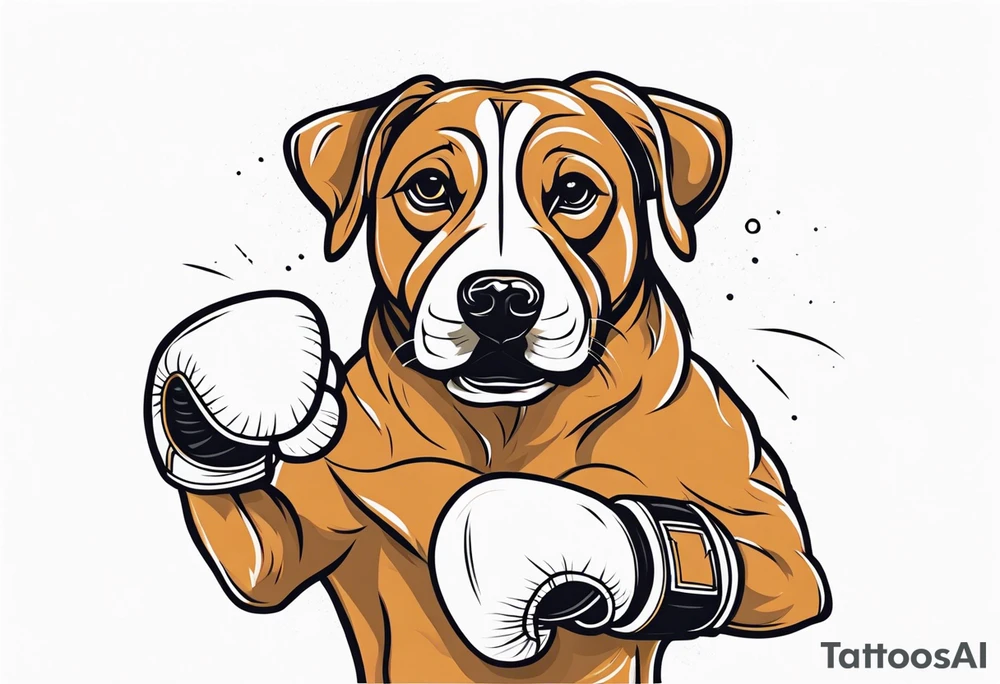 Dog with boxing gloves, boxing coach tattoo idea