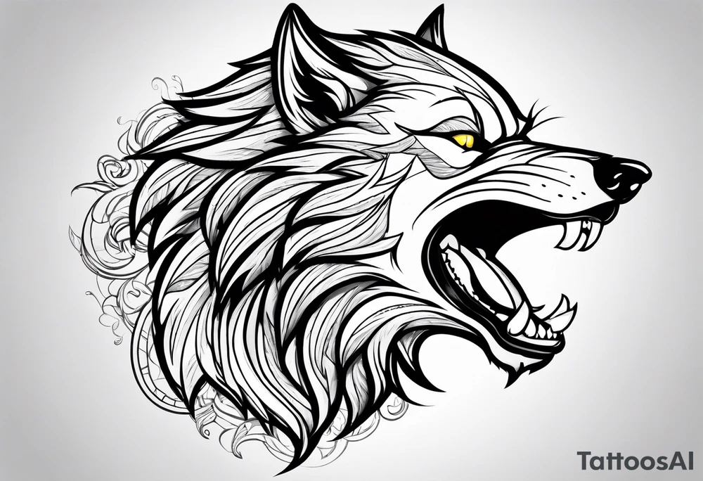 wolf growling tattoo idea