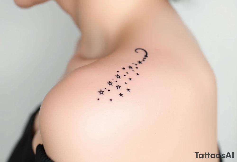 Cascade of stars curved tattoo idea