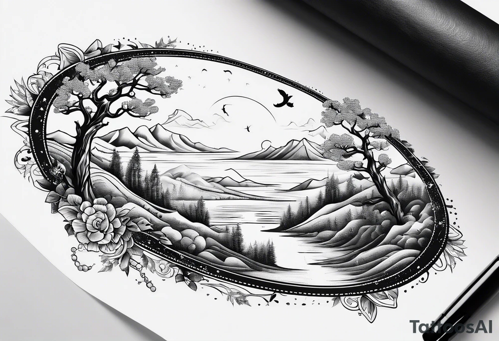 Treasure map dotted line windy trail with an X at the end tattoo idea