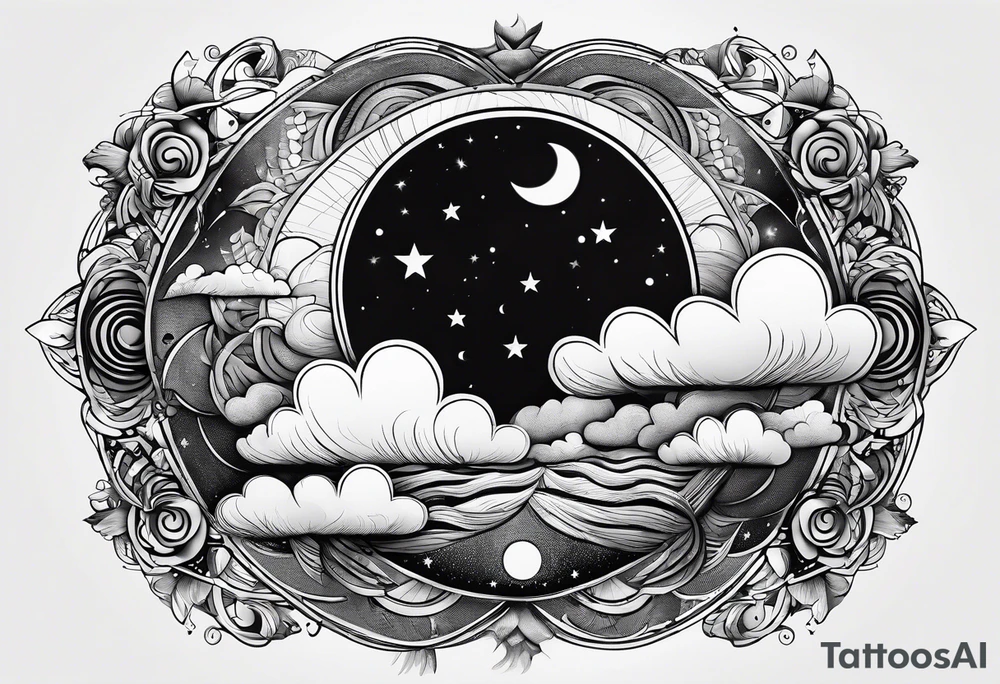 Moon phases stars clouds not black background tattoo idea