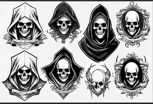 hooded reaper upper body, no skull tattoo idea