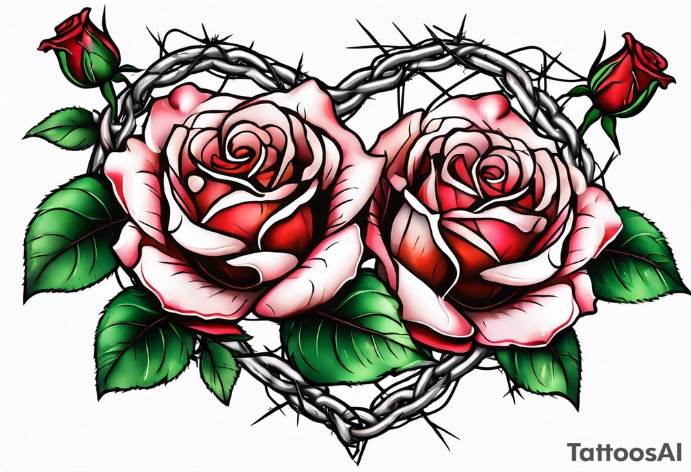 Three roses with barbed wire wrapped around them. Broken heart tattoo idea