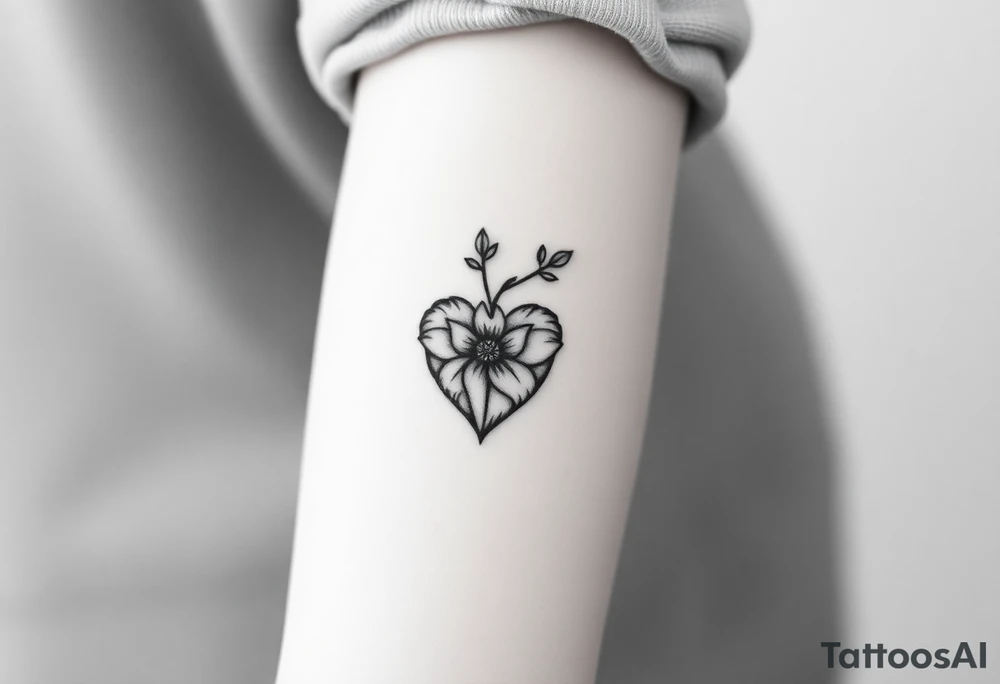 Unique flower heart art tattoo idea