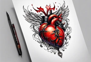 real heart with 4 chambers tattoo idea
