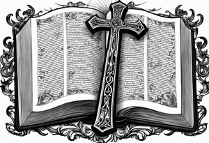 The symbol of Matthias a open Bible and a battle Axe tattoo idea