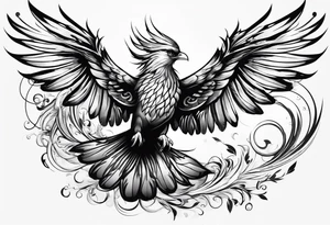 Phoenix bird flying sideways

, tattoo idea