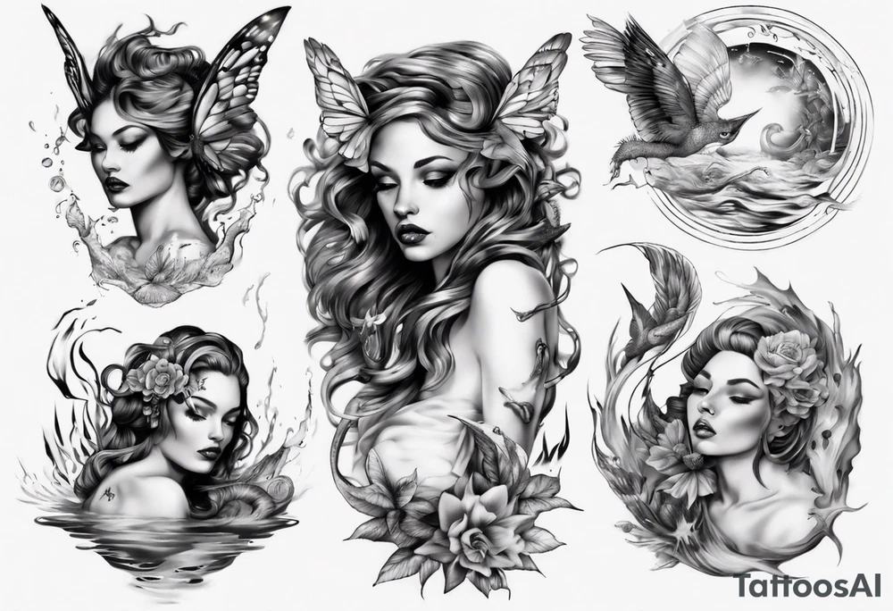 Wasser Nymphe tattoo idea