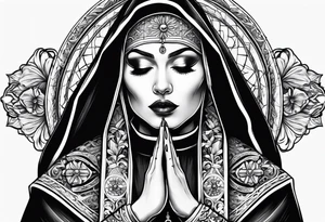 nun with nails in her eyes tattoo idea