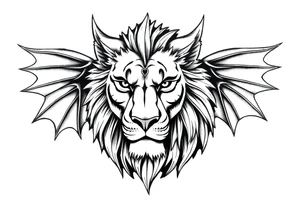 Female Lion dragon face angel wings tattoo idea