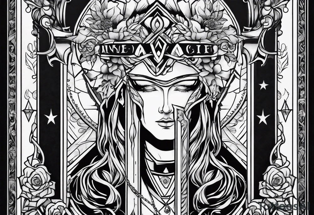 Neo traditional hanged man tarot tattoo idea