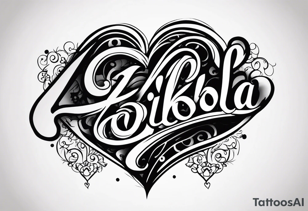 A tattoo that has the name Fabiola and that’s cursive and it has a type of heart tattoo idea
