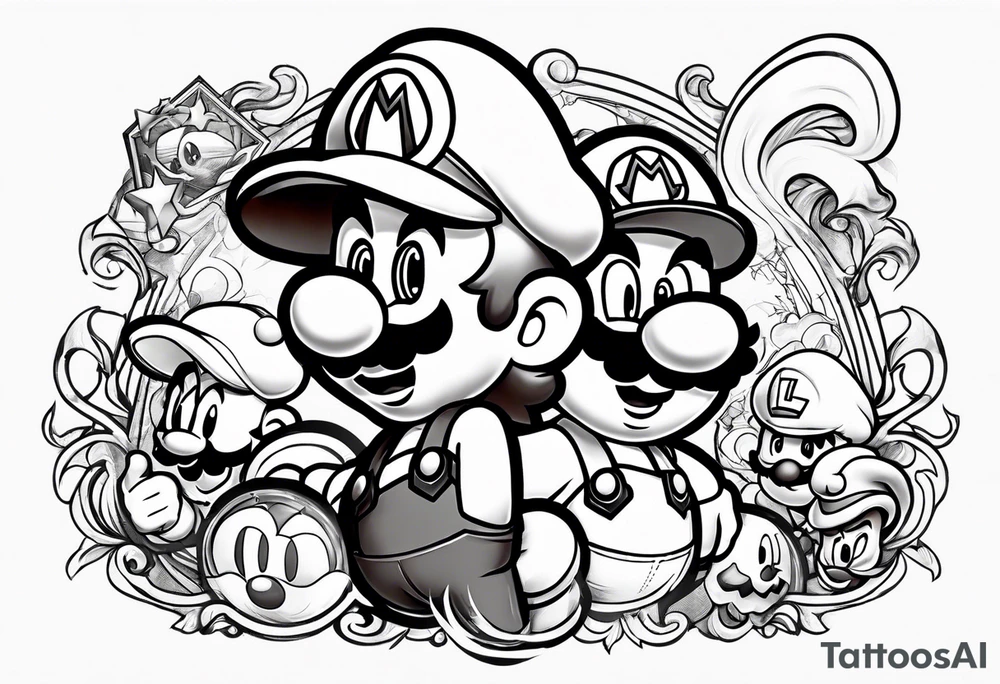 Mario Luigi ghosts and goombas tattoo idea