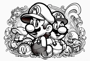 Mario Luigi ghosts and goombas tattoo idea