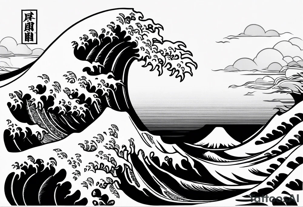 a japanese type of waves with samurai tattoo idea
