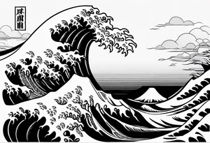a japanese type of waves with samurai tattoo idea