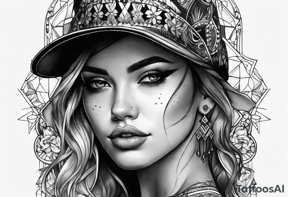 Girl where half the face is happy and half the face is sad tattoo idea