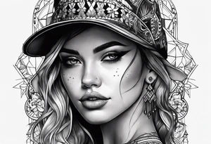 Girl where half the face is happy and half the face is sad tattoo idea