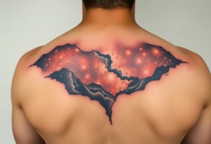 Beautiful and epic 3d milky way that appears to be what is beneath the skin. Make it drape over the shoulder and move to the middle back tattoo idea