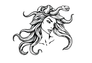 Scary Greek female god medusa with snake hairs tattoo idea