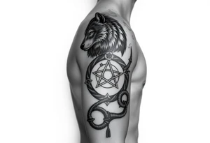 Right arm sleeve for men 
With wolf and moon on the top then Triskelion: Cycles of life then Ouroboros then something else 
 On the arm only tattoo idea
