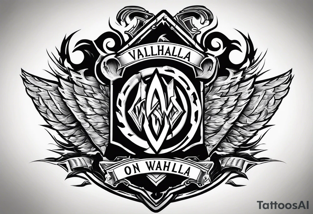 Valhalla on  fire shield tattoo idea