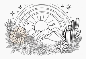 fine line with sun, stars, floral, dots, cactus
. Sternum tattoo tattoo idea