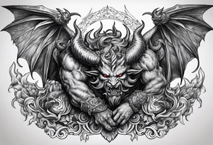 Horned Devil fighting Angel tattoo idea
