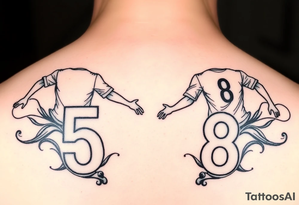 Shoulder 
Brothers Soccer Players Number 5 Number 8 tattoo idea