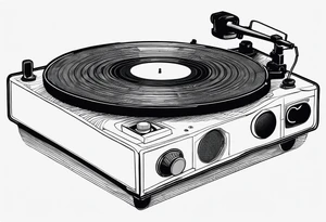 A recordplayer fineline minimalistic in one line 2D tattoo idea
