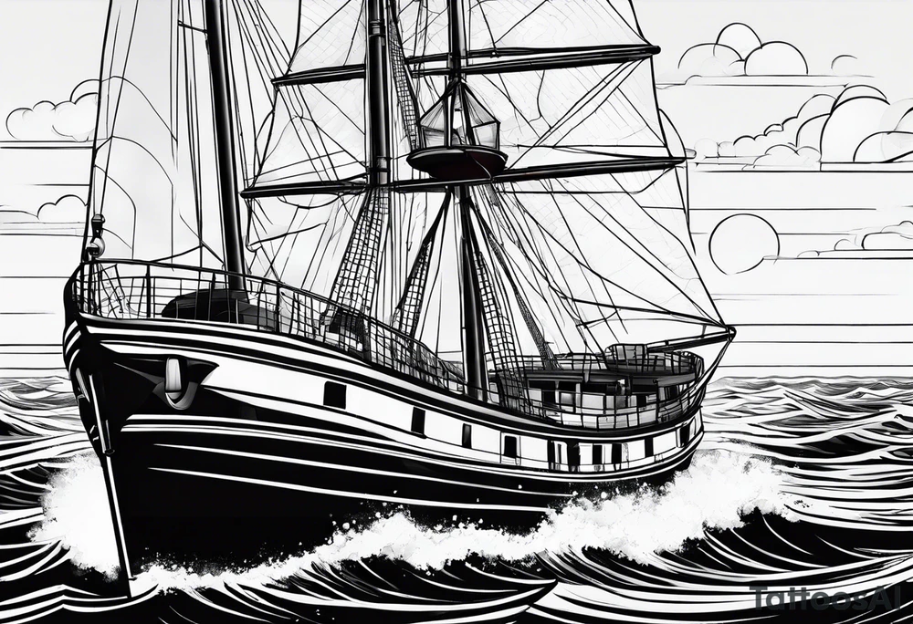 phare maritime dans un bateau a voiles. tattoo idea