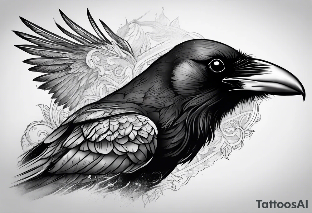 A raven on the chest tattoo idea