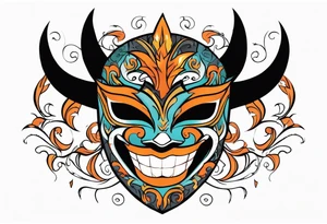 Laughing Male masquerade mask with orange and black thorns tattoo idea