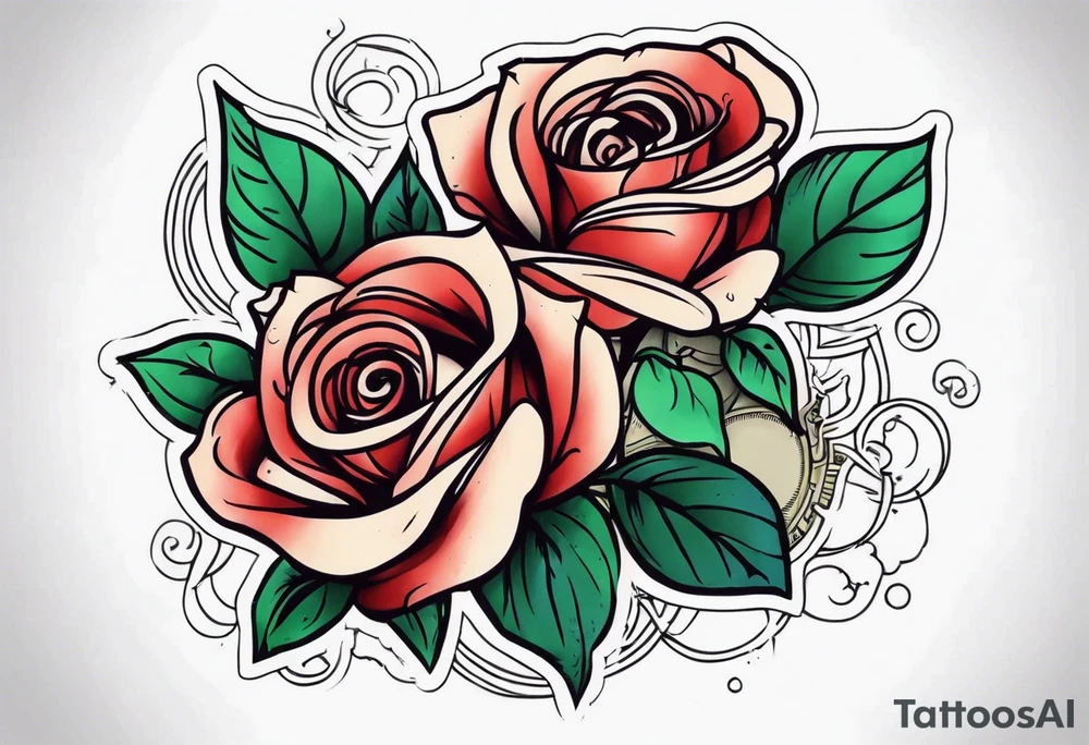 roses made of money tattoo idea