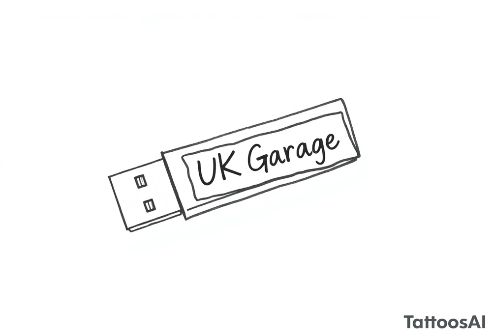 A usb drive with a little piece of sticky tape that says “UK Garage” tattoo idea