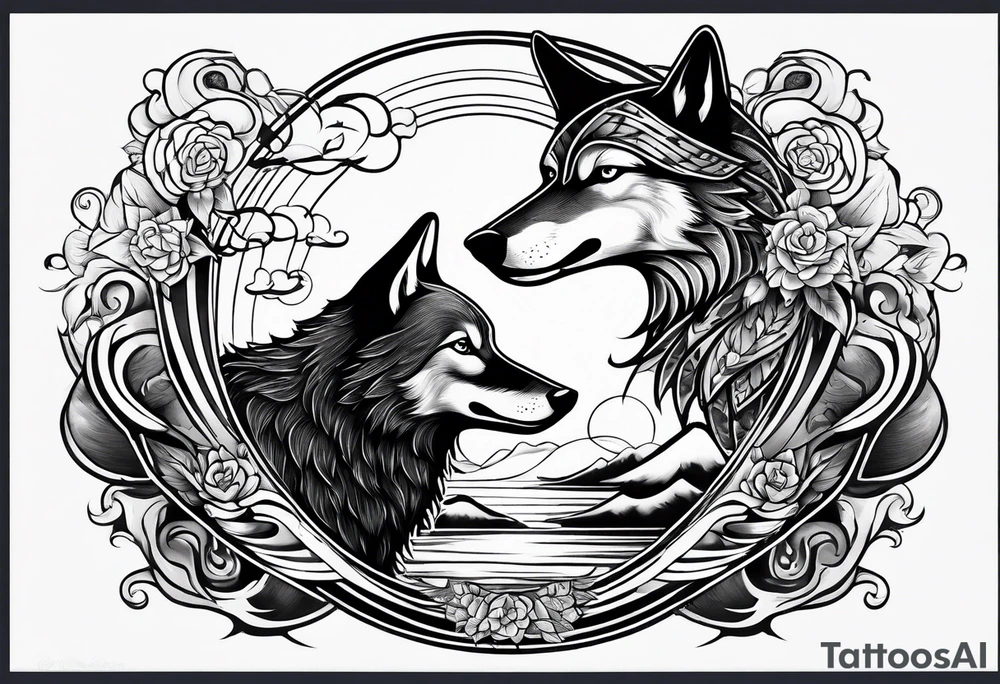 A loon and a wolf tattoo idea