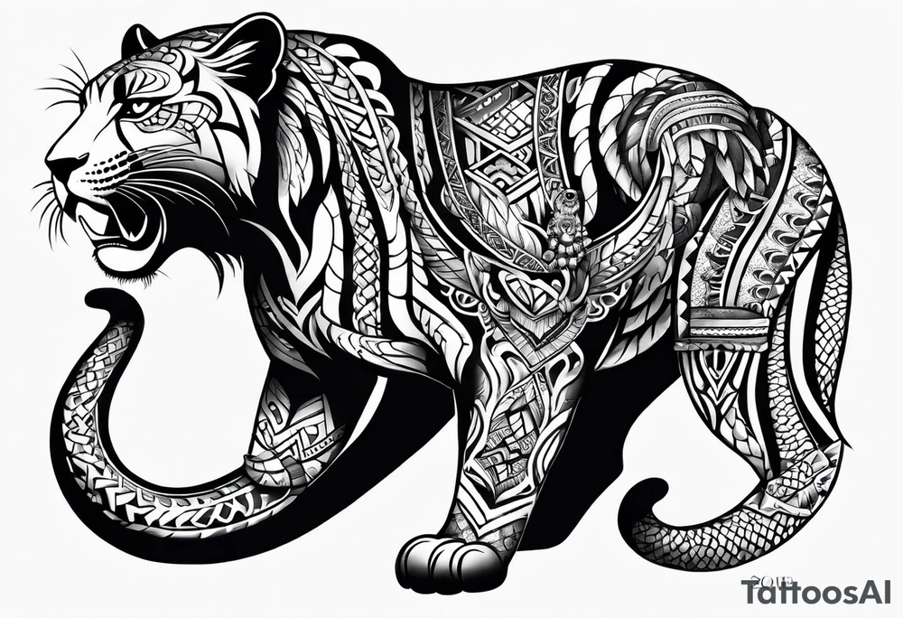 aztec black jaguar with snake tattoo idea