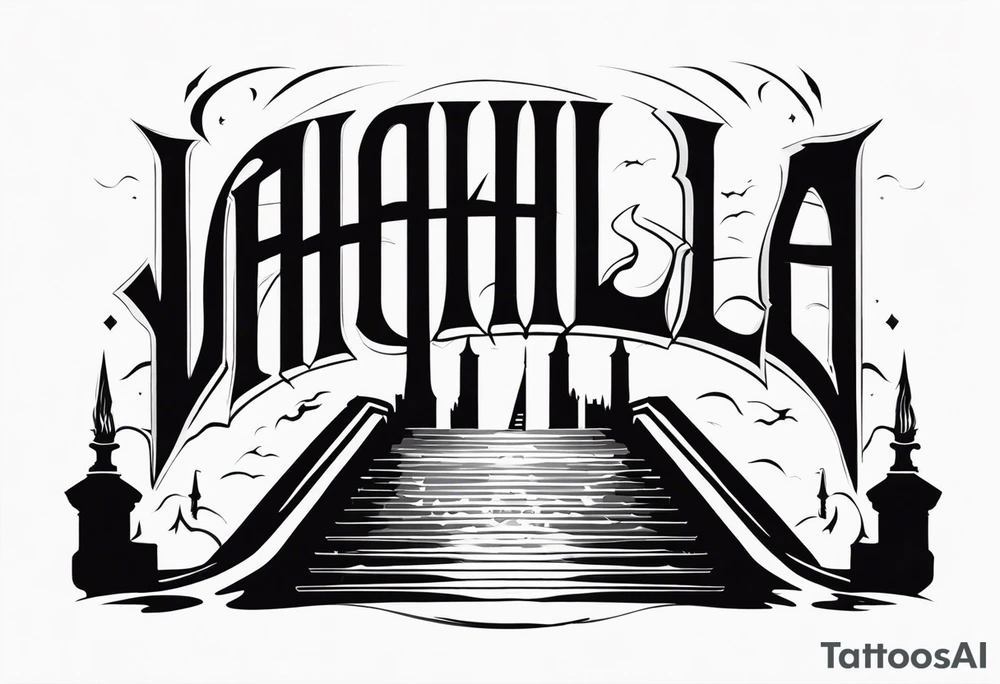 Valhalla sword fog stairs tattoo idea