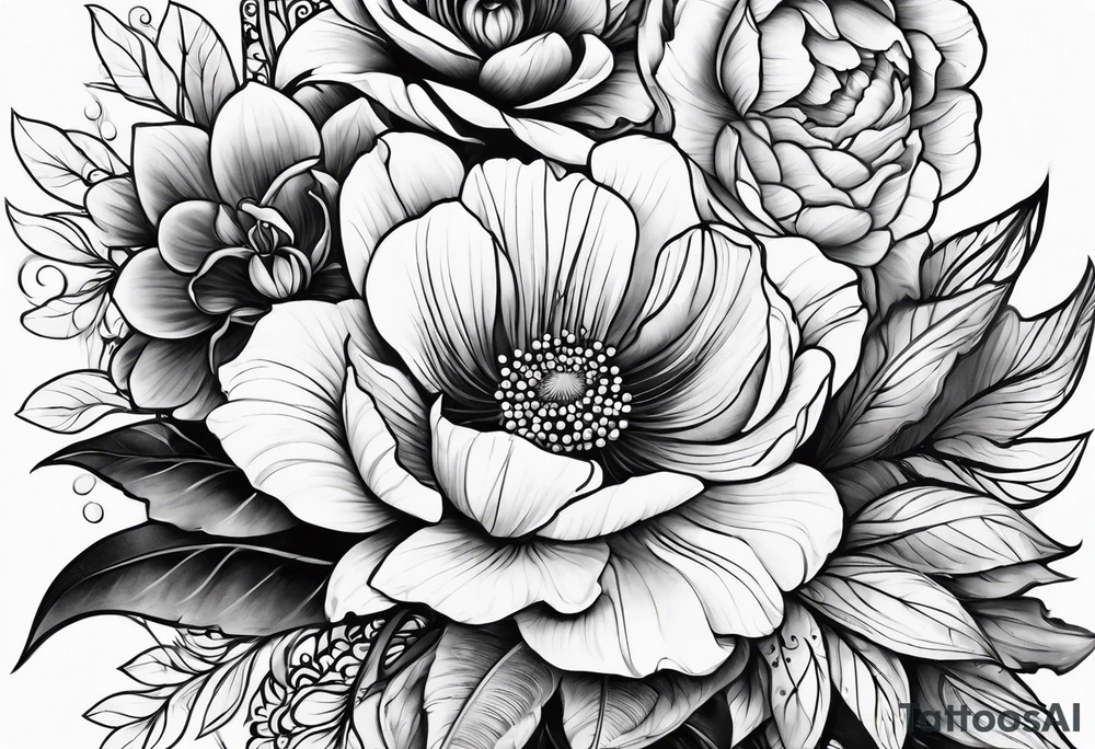 floral wrap around tattoo idea