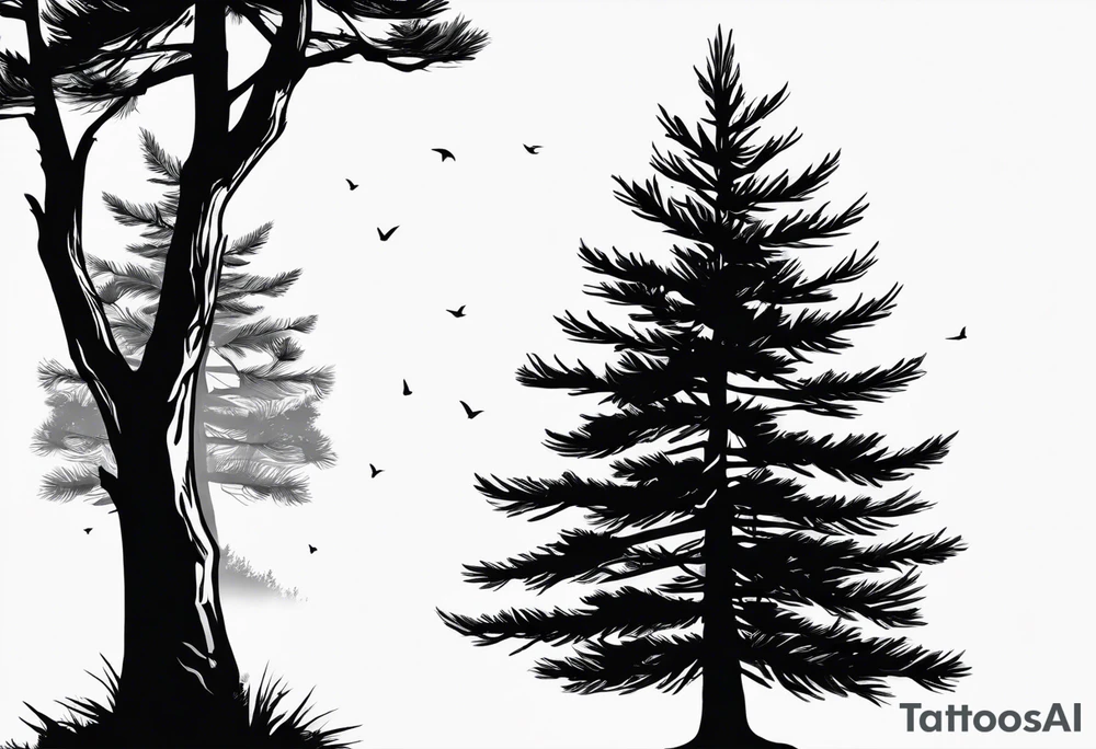Pine tree silhoette tattoo idea