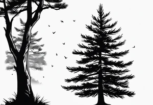 Pine tree silhoette tattoo idea